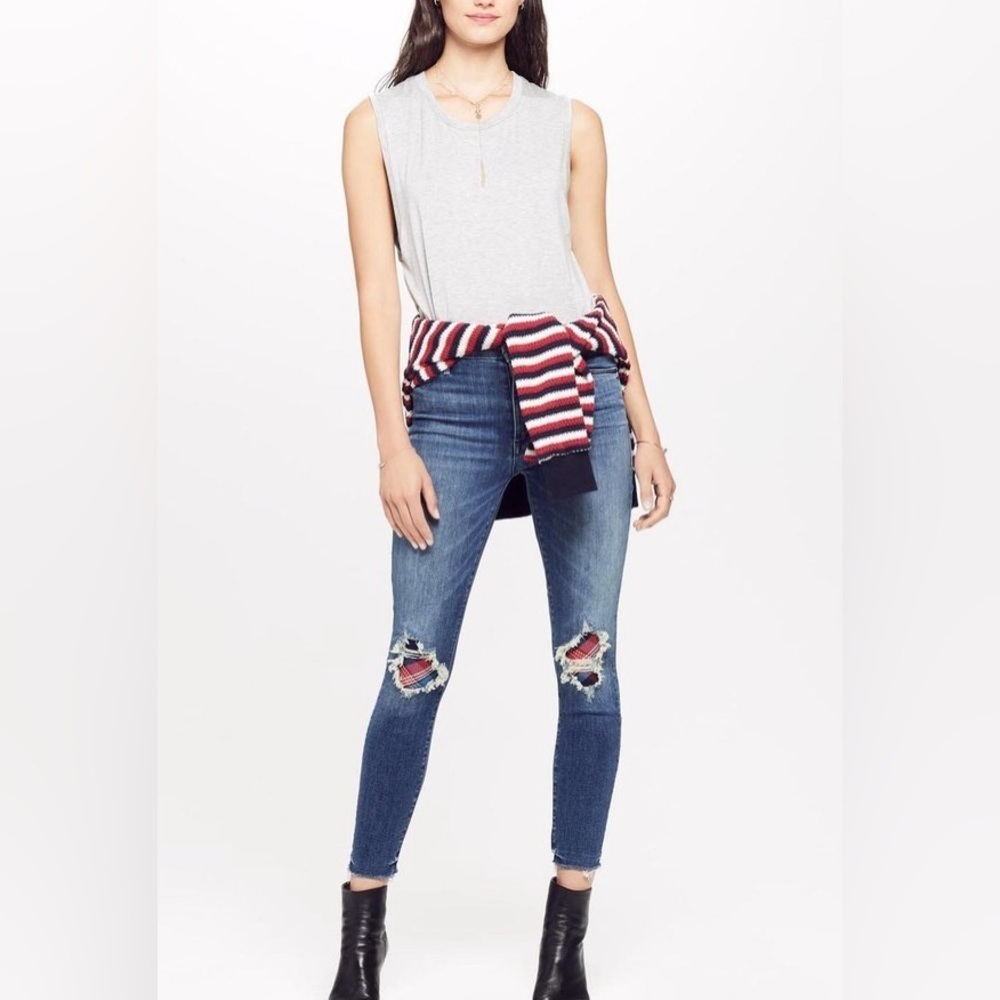 Mother Denim high wasted looker ankle fray jeans